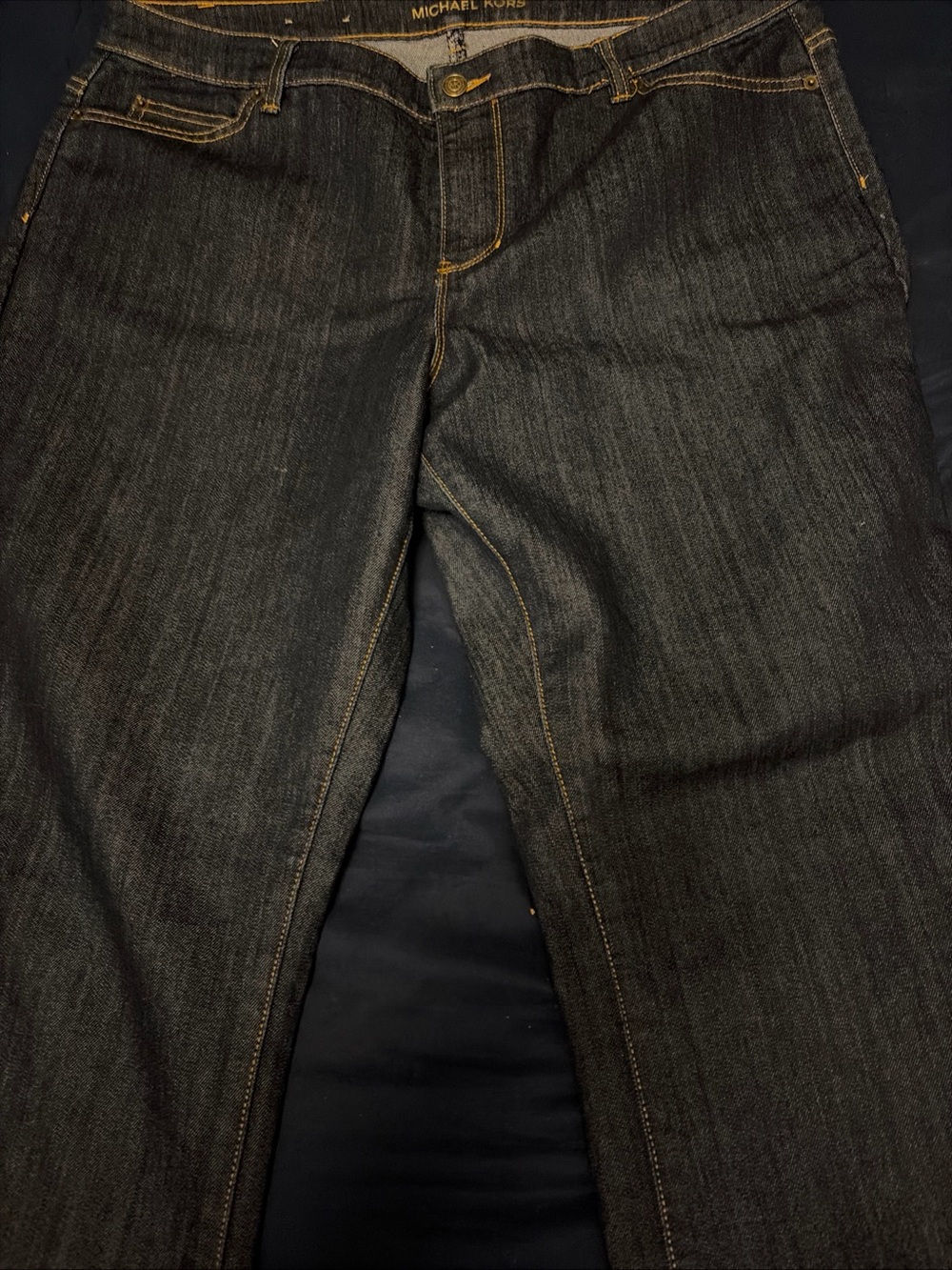Michael Kors Men’s Black Straight Jeans with Contrast Stitching